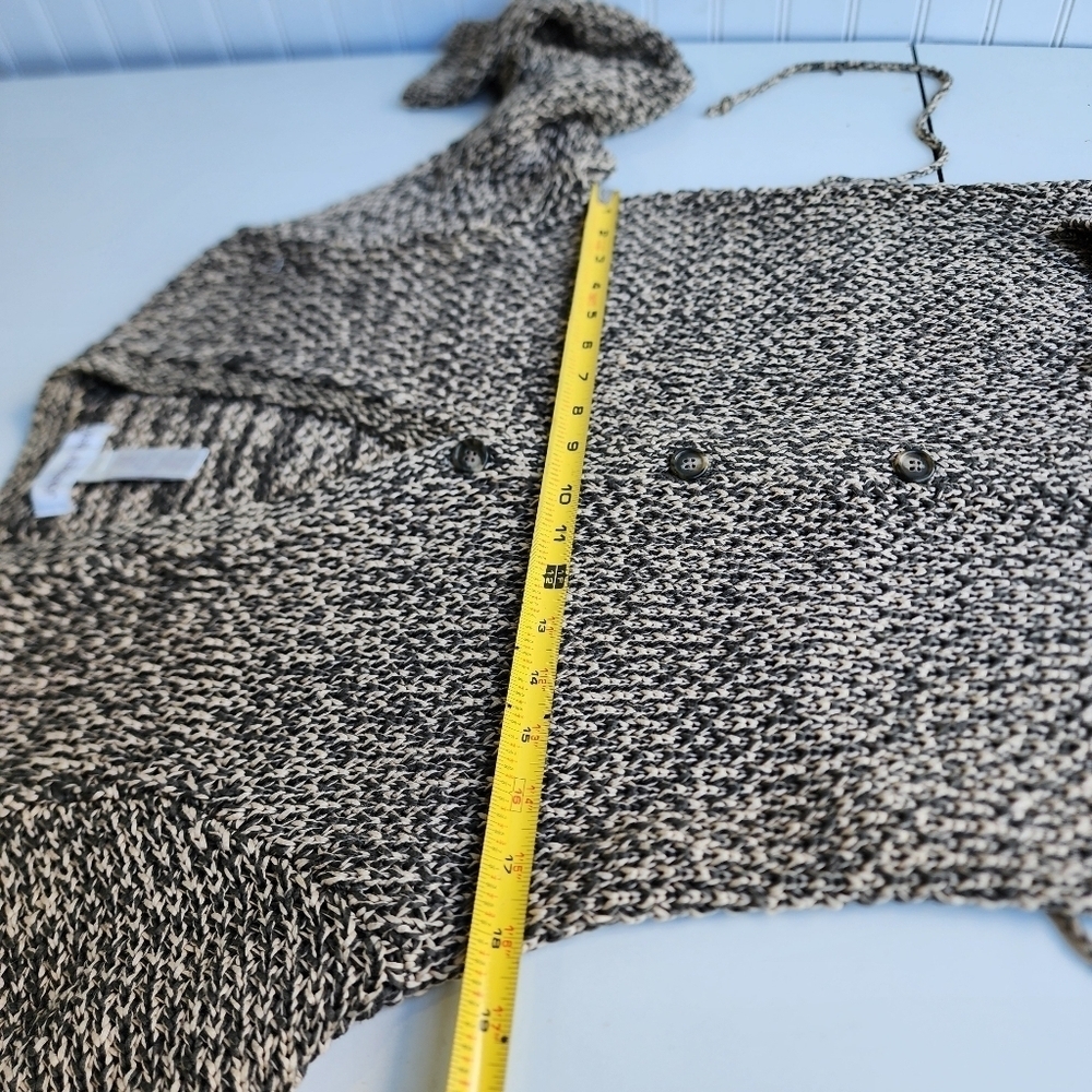 JONES NEW YORK Mercerized Cotton Olive Green Beige Sweater Chunky Cardigan Top M - Picture 11 of 14